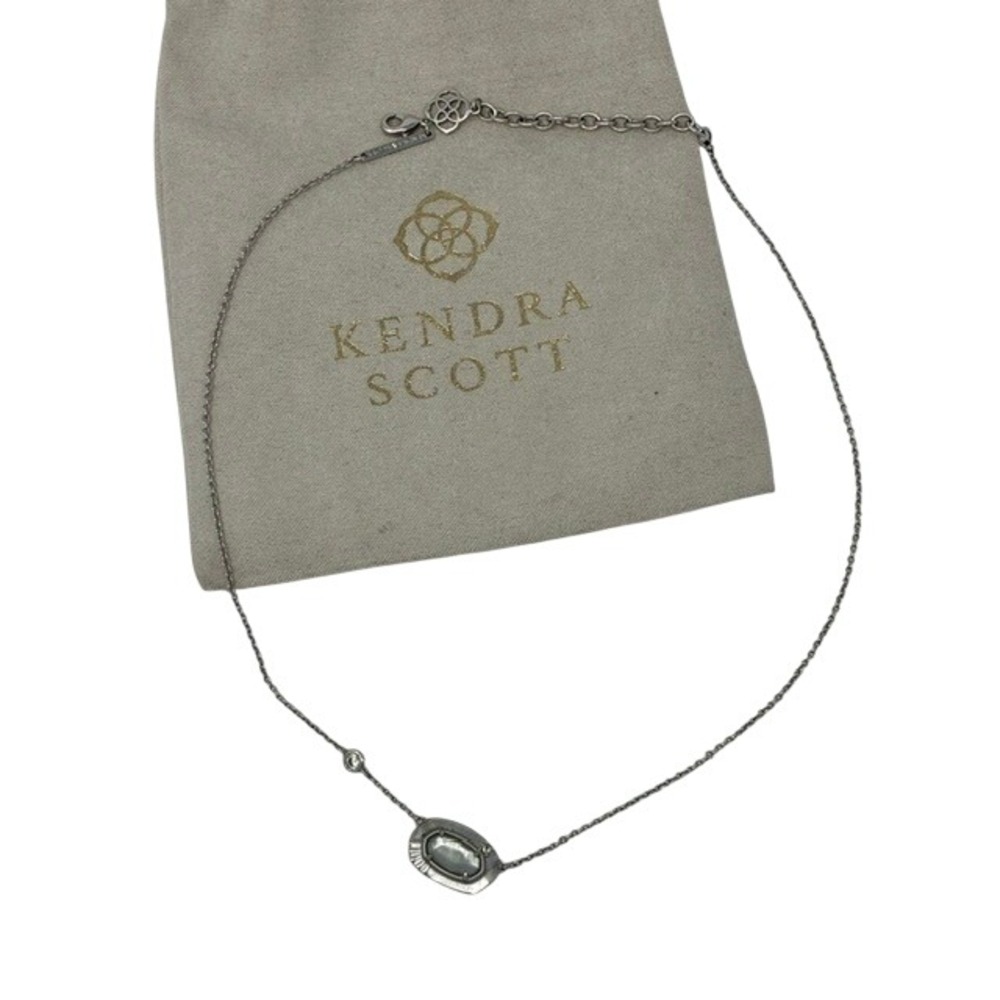 Kendra Scott Silver Necklace Silver Gray Stone Jewelry - 18" length